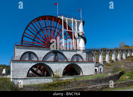 Île de Man waterwheel à Laxey pour pomper l'eau de mines, Laxey, Île de Man, de l'Europe Banque D'Images