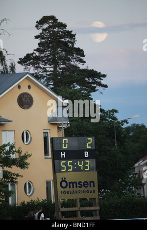 Lune minuit Scoreboard Men's Football Jeux de NatWest Final 2009 à Mariehamn 3 Juillet Banque D'Images