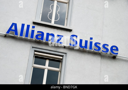 Le logo de la Banque Allianz Suisse signe, Bâle, Suisse Banque D'Images