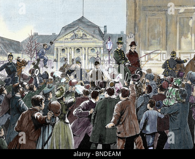 Ovation populaire au Prince Bismarck d'avoir gardé de la capitale pour aller à sa résidence de Friedrichsruhe. Berlin. Banque D'Images