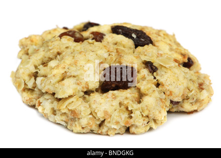 Biscuit à l'avoine et aux raisins on white Banque D'Images