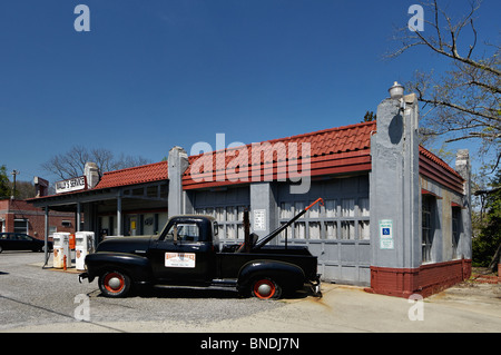 Wally's Service Station à Mount Airy, Caroline du Nord. Banque D'Images