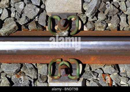 Fer à repasser fer rouillé former plus de détails pierres sombres rail way Banque D'Images