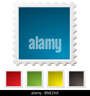 Timbres vierge illustré avec bords perforés et ombre portée Banque D'Images