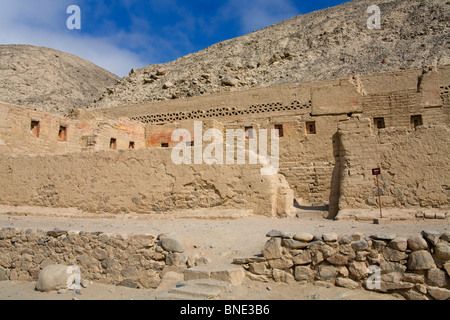 Ruines d'un bâtiment, les ruines Inca, Pisco, Ica, Pérou Région Banque D'Images