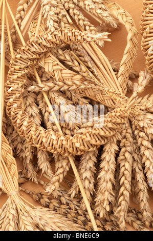 Tissage traditionnelles de maïs (maïs) ou chariots à Findon Moutons juste, West Sussex, Angleterre Banque D'Images