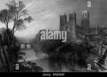 Cathédrale de Durham avec usure de la rivière en premier plan. Banque D'Images