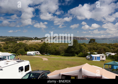 Royaume-uni, Pays de Galles, Gwynedd, plage de Llanbedrog Abersoch, et tête de Sarn Bach Camping and Caravan site Banque D'Images