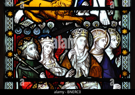 Royal saints vitraux, All Saints Church, Ladbroke, Warwickshire, England, UK Banque D'Images