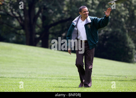 2 Août 2009 - Washington, D.C. - Le président Barack Obama retourne à Camp David à bord de l'un. Banque D'Images