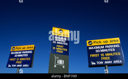 Panneaux de stationnement, l'aéroport de Stansted, Royaume-Uni Banque D'Images