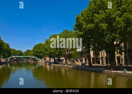 Canal St Martin Paris France Europe Banque D'Images