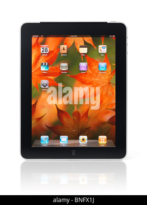 Tablette Apple iPad 3G avec des icônes du bureau sur son affichage isolé  sur fond blanc avec clipping path Photo Stock - Alamy