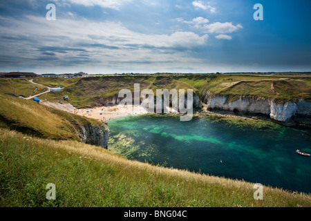 Soleil au nord, à l'atterrissage à Flamborough Head sur un jour Mid-Summers Banque D'Images