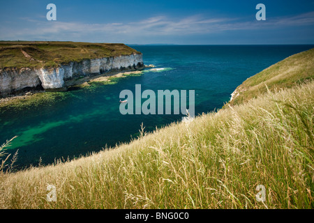 Soleil au nord, à l'atterrissage à Flamborough Head sur un jour Mid-Summers Banque D'Images