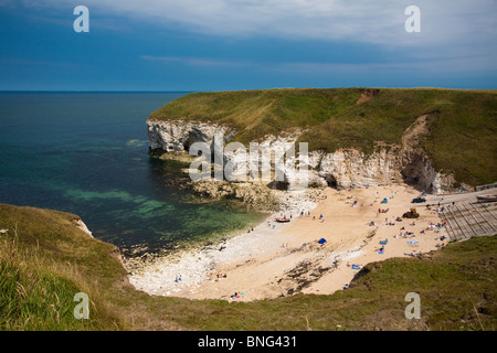 Soleil au nord, à l'atterrissage à Flamborough Head sur un jour Mid-Summers Banque D'Images