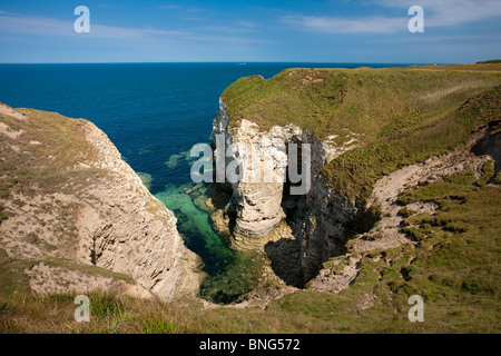 Soleil au nord, à l'atterrissage à Flamborough Head sur un jour Mid-Summers Banque D'Images