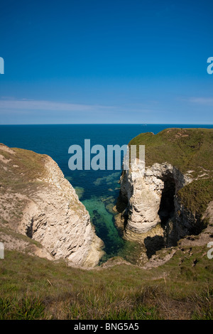 Soleil au nord, à l'atterrissage à Flamborough Head sur un jour Mid-Summers Banque D'Images