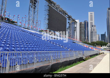 Les structures temporaires dans le centre de Padang à Singapour le transformer en une arène pour les Jeux Olympiques de la jeunesse et de la journée nationale Banque D'Images