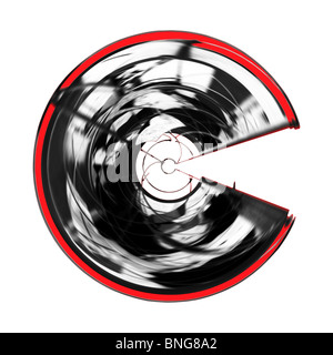 Zone C forme floue metal mouvement circulaire image créative, graphismes, illustrations en noir, blanc et rouge, impression numérique Banque D'Images