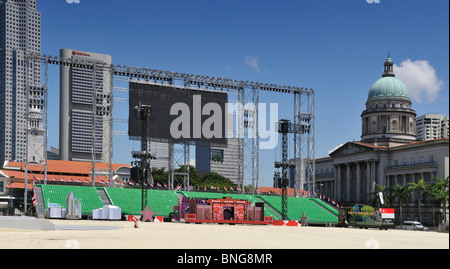 Les structures temporaires dans le centre de Padang à Singapour le transformer en une arène pour les Jeux Olympiques de la jeunesse et de la journée nationale Banque D'Images