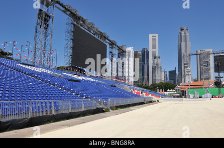 Les structures temporaires dans le centre de Padang à Singapour le transformer en une arène pour les Jeux Olympiques de la jeunesse et de la journée nationale Banque D'Images