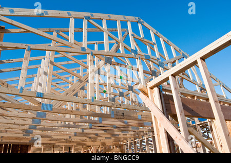 Détail de la construction d'une nouvelle maison à ossature bois dans l'Arizona. Banque D'Images