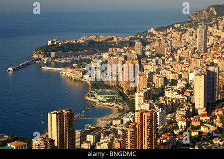 Vue sur la Principauté de Monaco sur la Côte d'Azur coast, Principauté de Monaco Banque D'Images