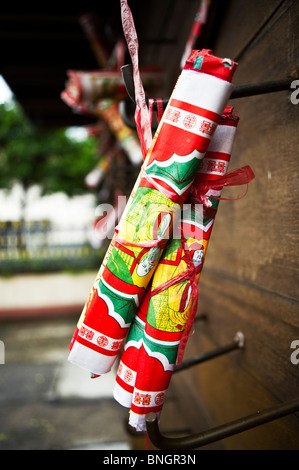 Close-up of Papier Wish-Making Lam Tsuen, désireux d'arbres dans Taipo, Hong Kong Banque D'Images