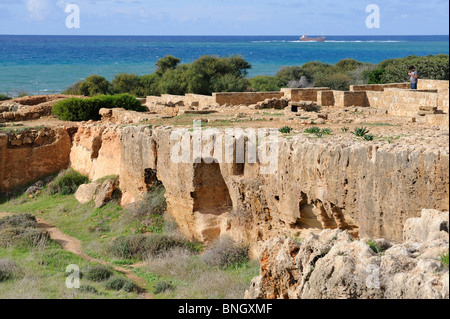 Tombes des rois sont une nécropole à Paphos Chypre niches funéraires sépulture grec ancien 300 AV aristocrates ptolémaïque Banque D'Images