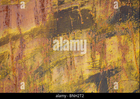 Peinture abstraite rouge orange jaune rose marron art gouttes textures nuances automne chute Banque D'Images