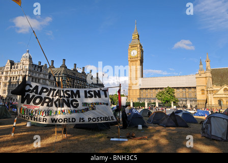 Camp de protestation au Parlement 'Carré', Westminster, Londres, Angleterre, Royaume-Uni, Juillet 2010 Banque D'Images