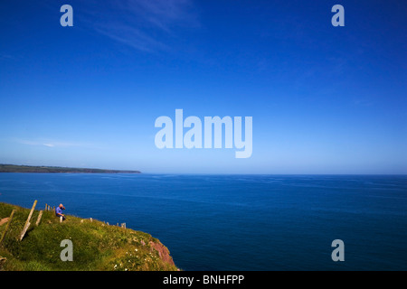 Falaise à pied sur la tête de vérin aka Ardmore Head, comté de Waterford, Irlande Banque D'Images