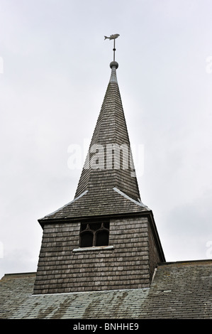 Bardeaux en bois recouvertes de clocher. Eglise de Saint Oswald. Knott, Preesall. Le Lancashire, Angleterre, Royaume-Uni, Europe. Banque D'Images