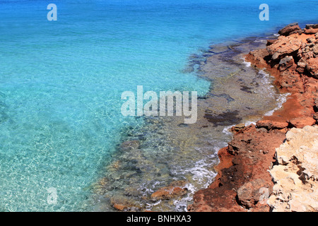 Formentera Cala Saona meilleures plages méditerranée Îles Baléares Banque D'Images