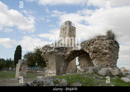 Israël, Ramla, la mosquée Blanche (8ème siècle) Le dernier ajouté (13e siècle) la tour Blanche Banque D'Images