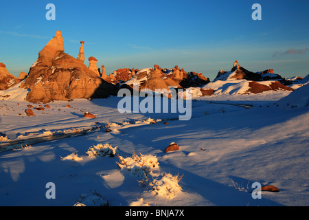 Bisti Badlands Paysage paysage d'hiver de grès monolithe Scenic Snow Bisti Wilderness Nouveau Mexique États-Unis Amérique du Canyon Banque D'Images