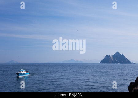 Voile, voyage, à Skellig Michael,,, comté, Co., Kerry, en, printemps, soleil, république, de, l'Irlande, l'Eire, l'Europe, Banque D'Images