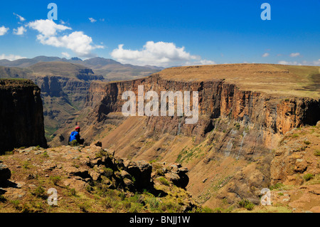 Les Lagier près de Lesotho Afrique australe canyon paysage montagne montagnes paysage nature rocks rock peuple Basotho Shepherd Banque D'Images