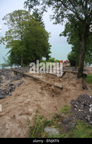 Oberland bernois Suisse tempêtes orages roseaux supérieur Bach inondation-pont en pierre d'assurance d'assurance de la nature de l'eau Banque D'Images