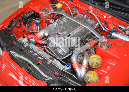 Nissan fortement modifiées RB26DETT moteur dans une modification amateurs R32 Nissan Skyline GT-R Banque D'Images