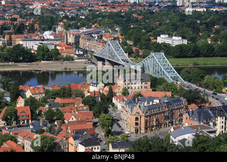 Allemagne Saxe Dresde ville voyage culture voyage Allemagne de l'Est mauvaise surprise pont pont pont Grunaer acier Banque D'Images