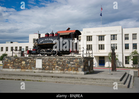 La construction de l'Alaska Railroad Depot Anchorage Alaska Banque D'Images