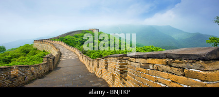 La grande muraille de Chine Pékin Pékin aucun peuple déserte de Mutianyu panorama grand greatwall diemsion rock pierre gigantesque mur construire Banque D'Images