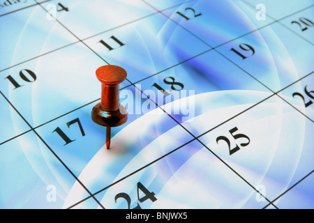 Épingle sur le calendrier Banque D'Images
