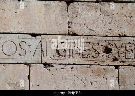 Inscription en vieil espagnol, 'Aljibes' (réservoirs), Melilla la Vieja, Melilla, Espagne, Europe. Banque D'Images