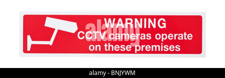 Caméras CCTV rouge fonctionnent sur ces prémisses warning sign Banque D'Images