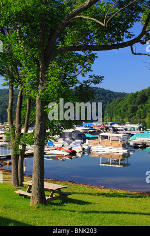 Marina à Youghiogheny River Lake, Somerfield, New York, USA Banque D'Images