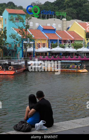 Singapour, Clarke Quay, Singapour, les personnes, Banque D'Images