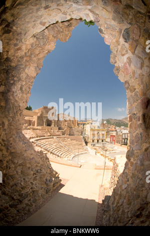 Le Théâtre Romain de Carthago Nova et ruines de la cathédrale de Carthagène dans la région de Murcie, au Sud Est de l'Espagne Banque D'Images